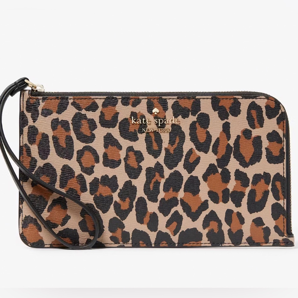 Kate Spade LUCY LEOPARD MEDIUM L ZIP WRISTLET